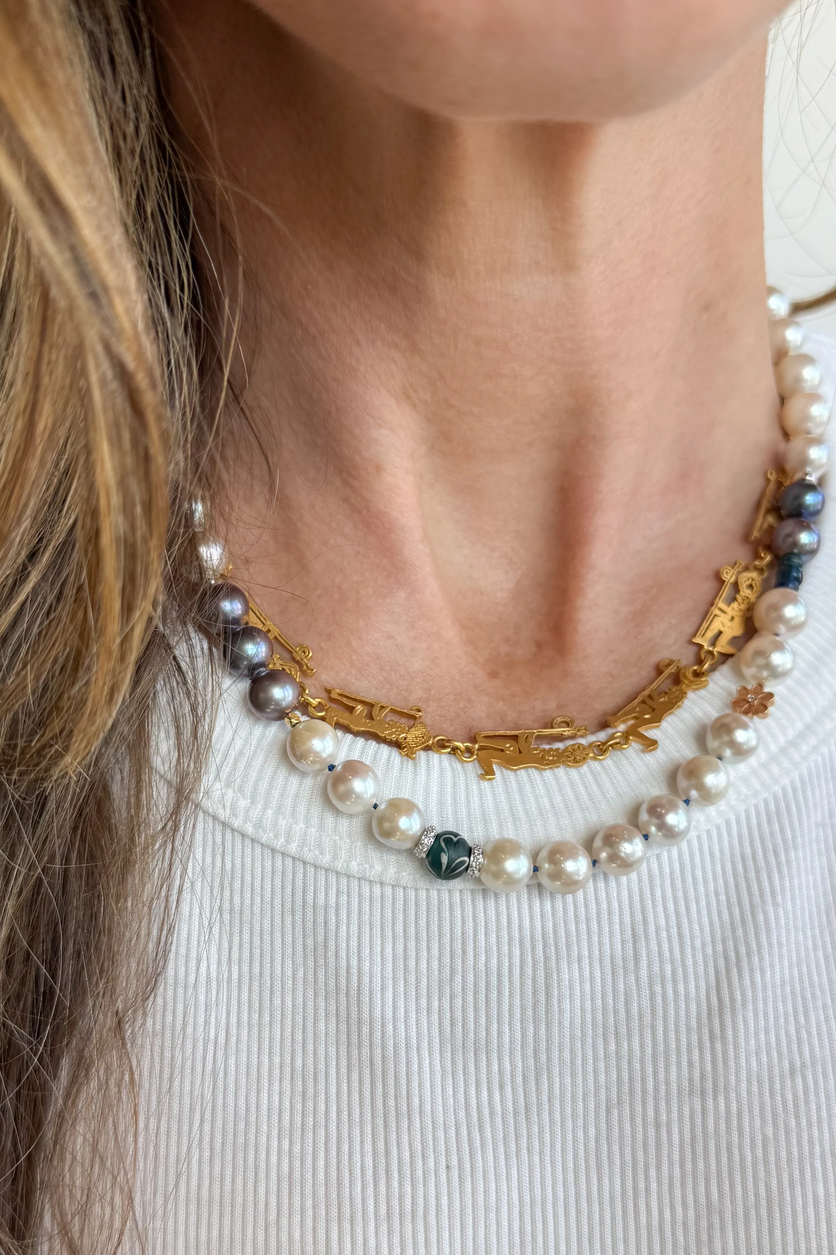 Akoya Blue Daisy Pearl Necklace - Image 3