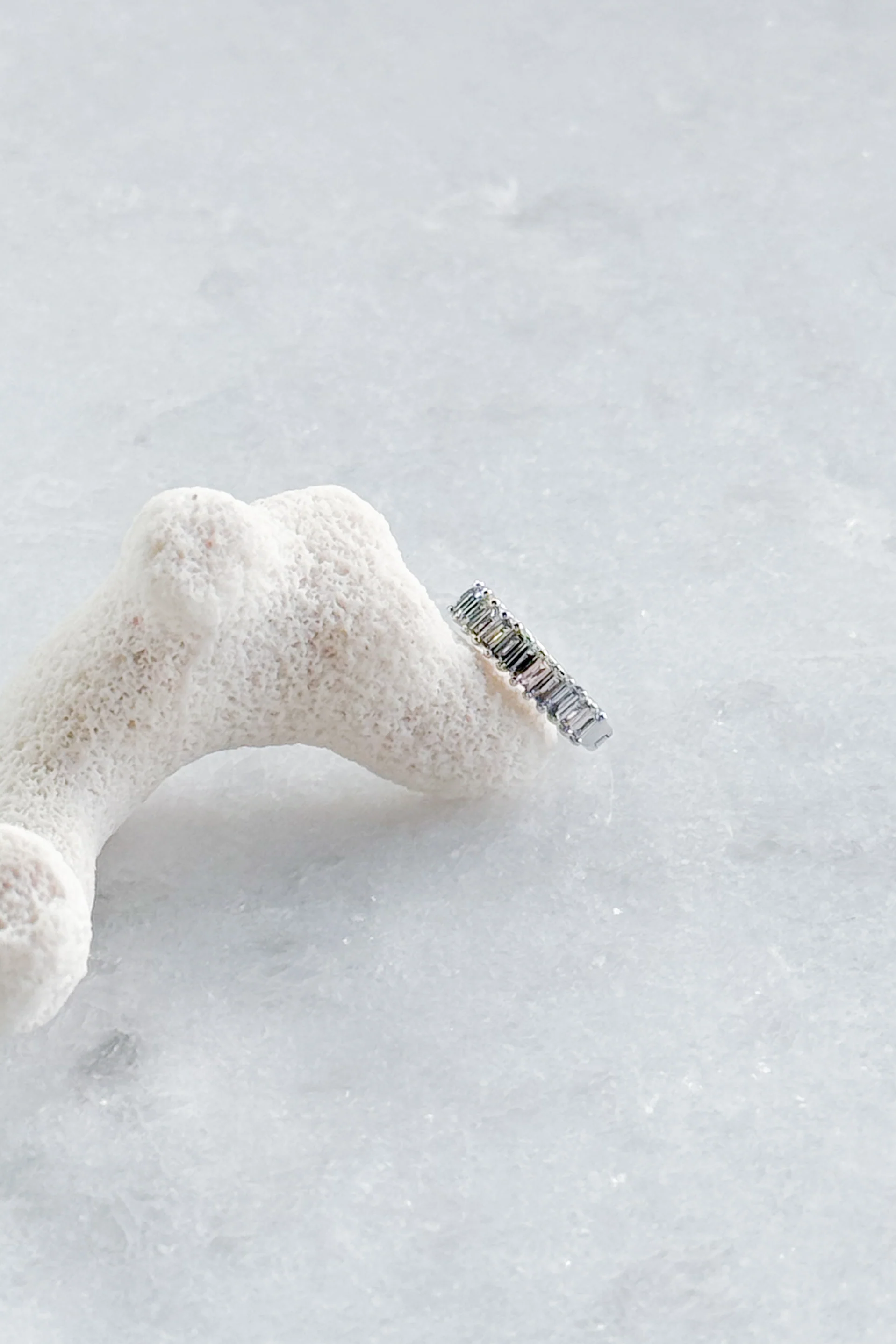 Baguette Diamond U Huggie Hoop Earring - Image 6