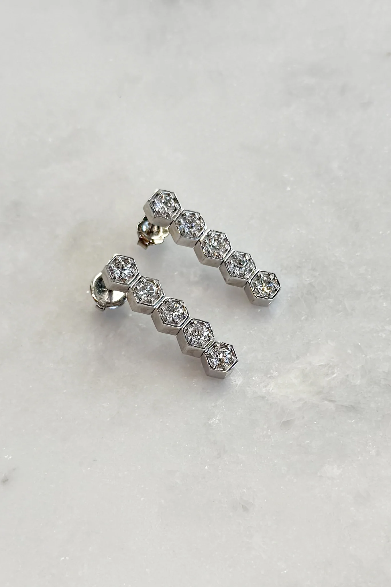 Diamond Hex Drop Earrings - Image 3