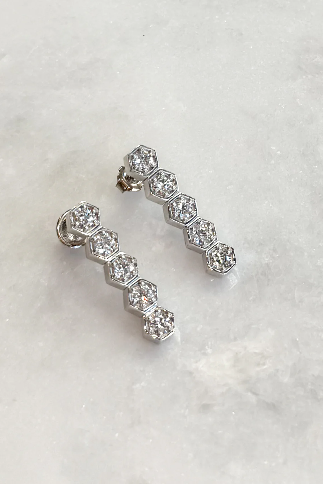 Diamond Hex Drop Earrings - Image 5