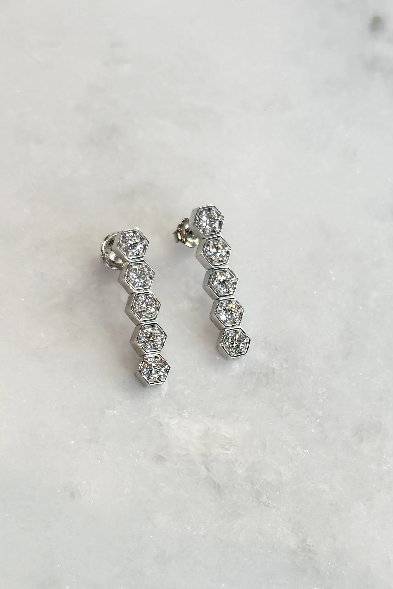 Diamond Hex Drop Earrings - Image 6