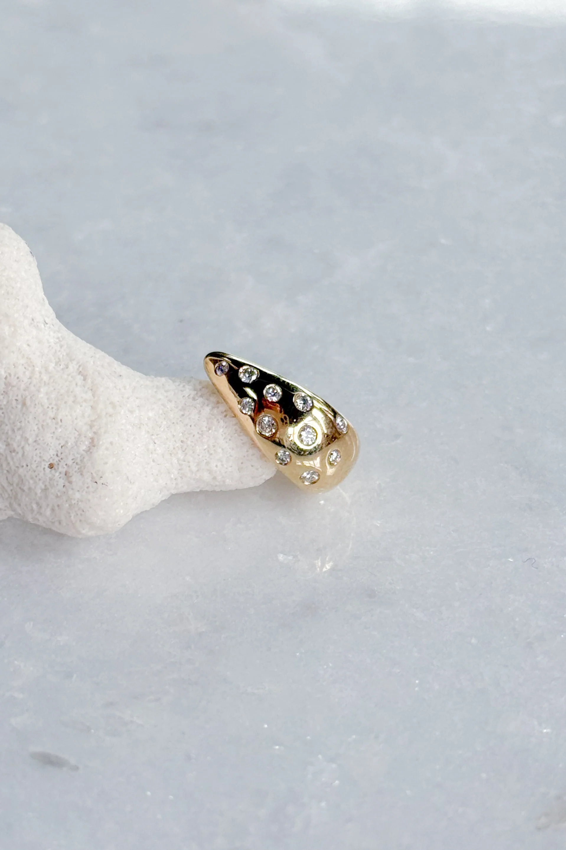 Diamond Sprinkled Huggie Hoop Earring - Image 4