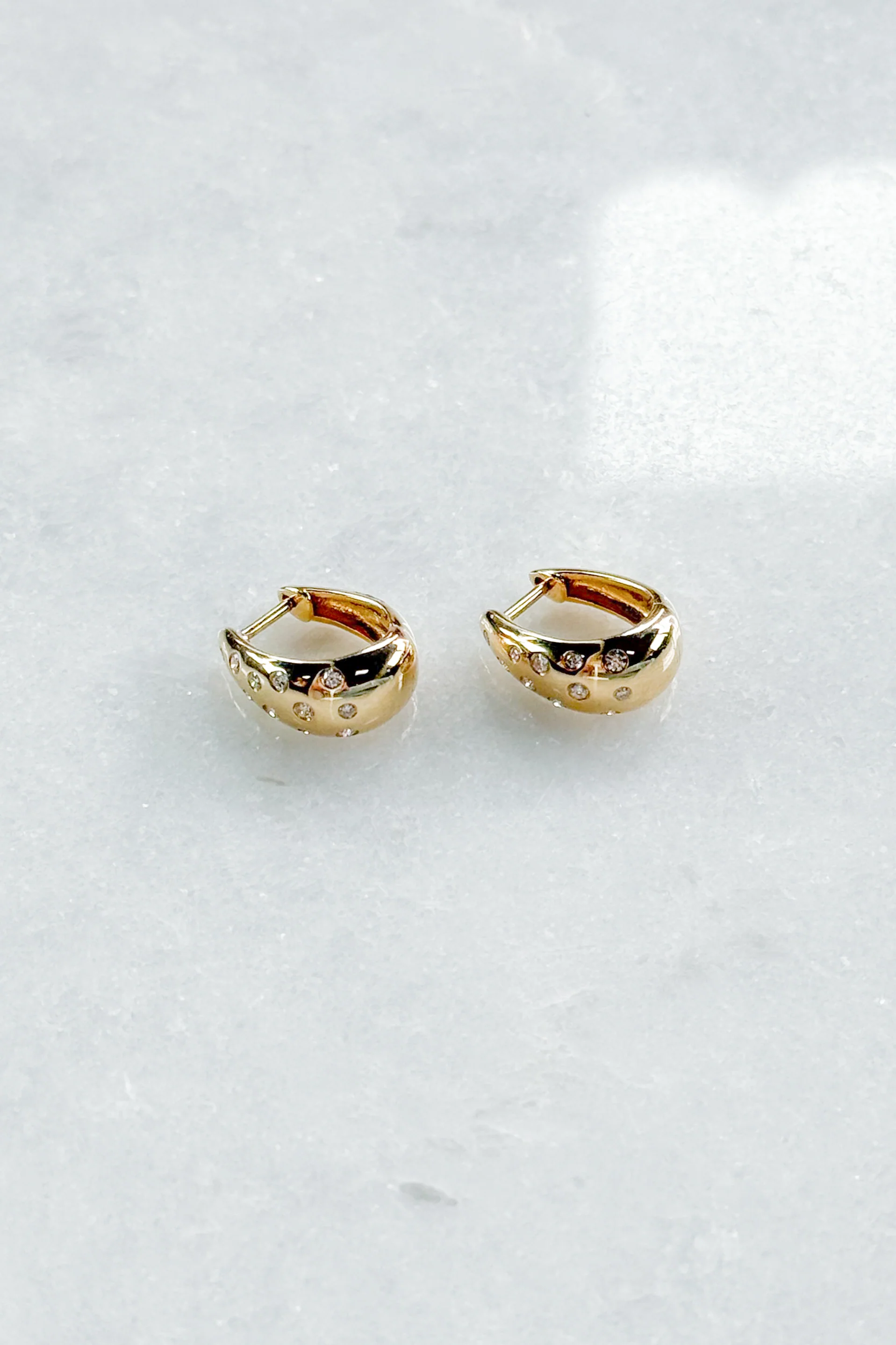 Diamond Sprinkled Huggie Hoop Earring - Image 6