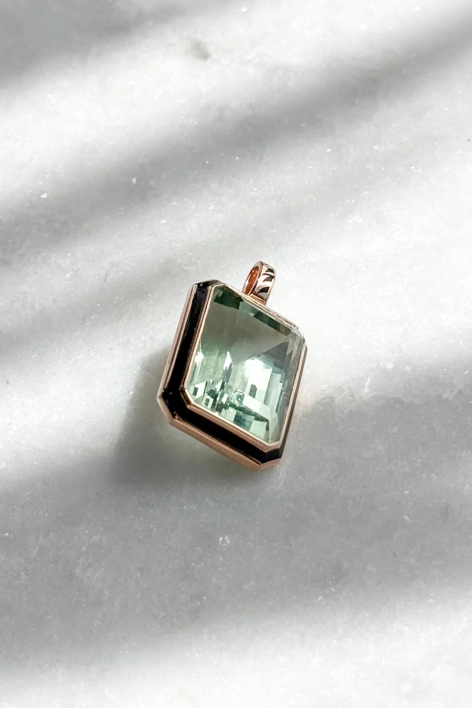 Emerald Cut Green Amethyst Pendant - Image 4