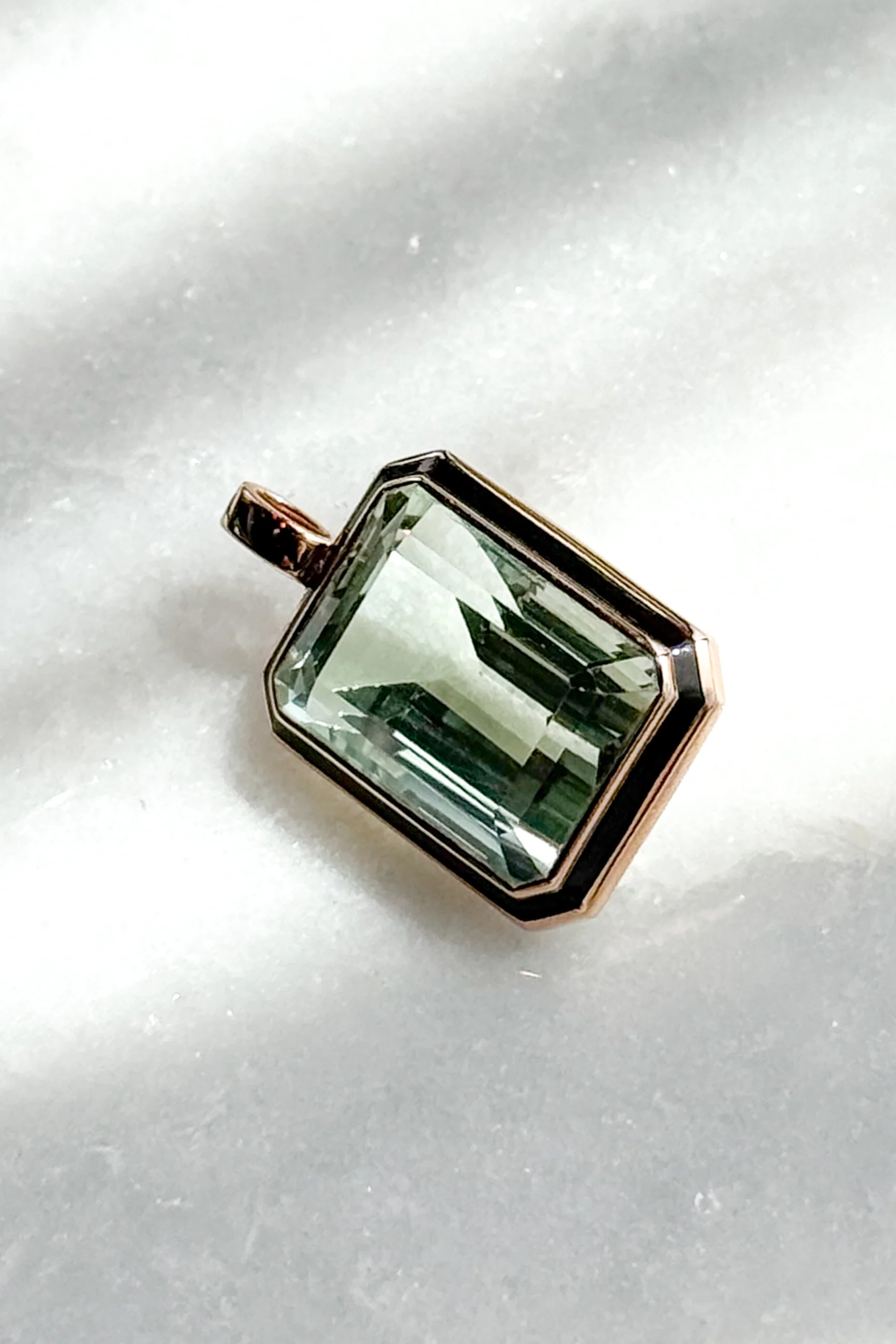 Emerald Cut Green Amethyst Pendant - Image 6