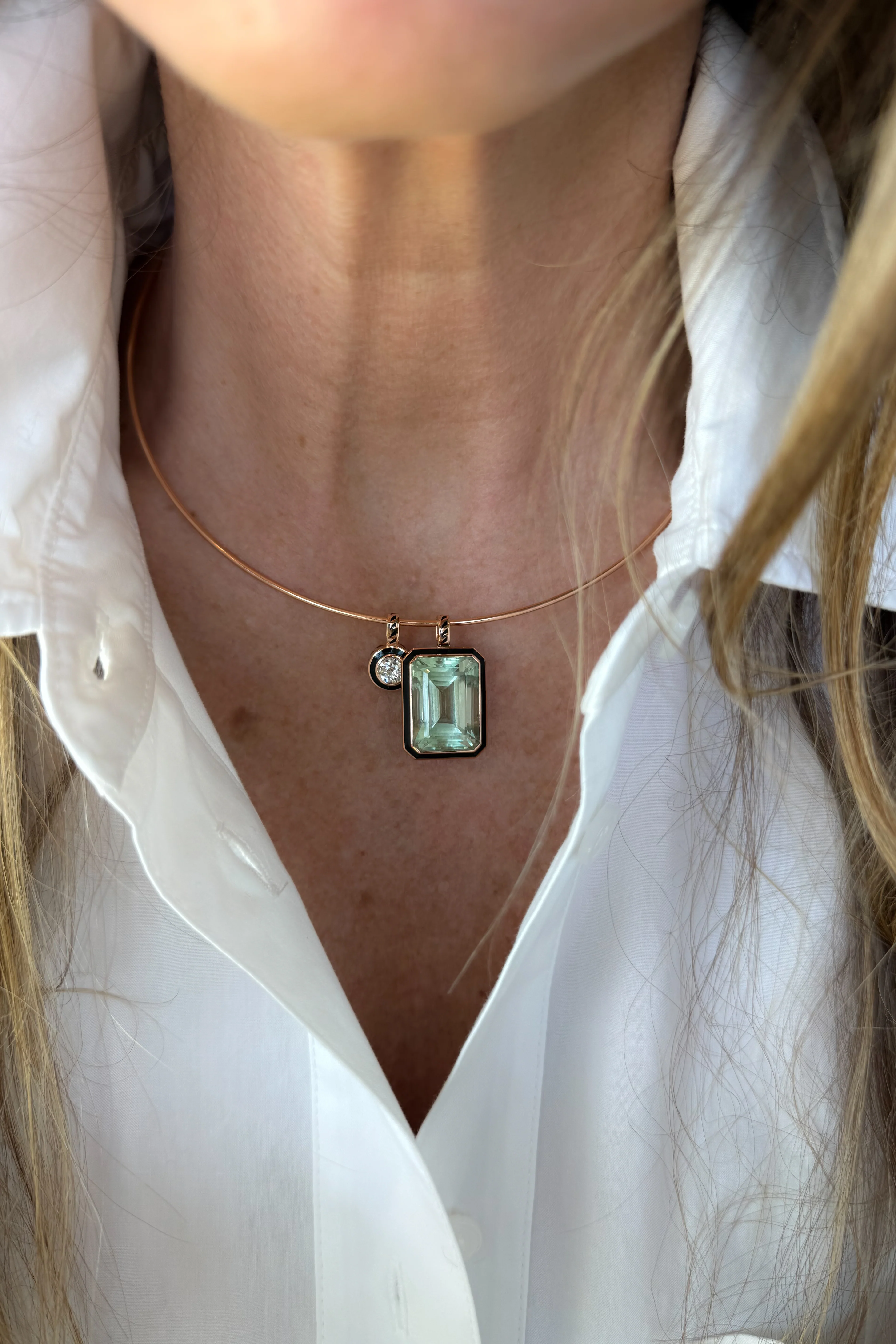 Emerald Cut Green Amethyst Pendant - Image 9