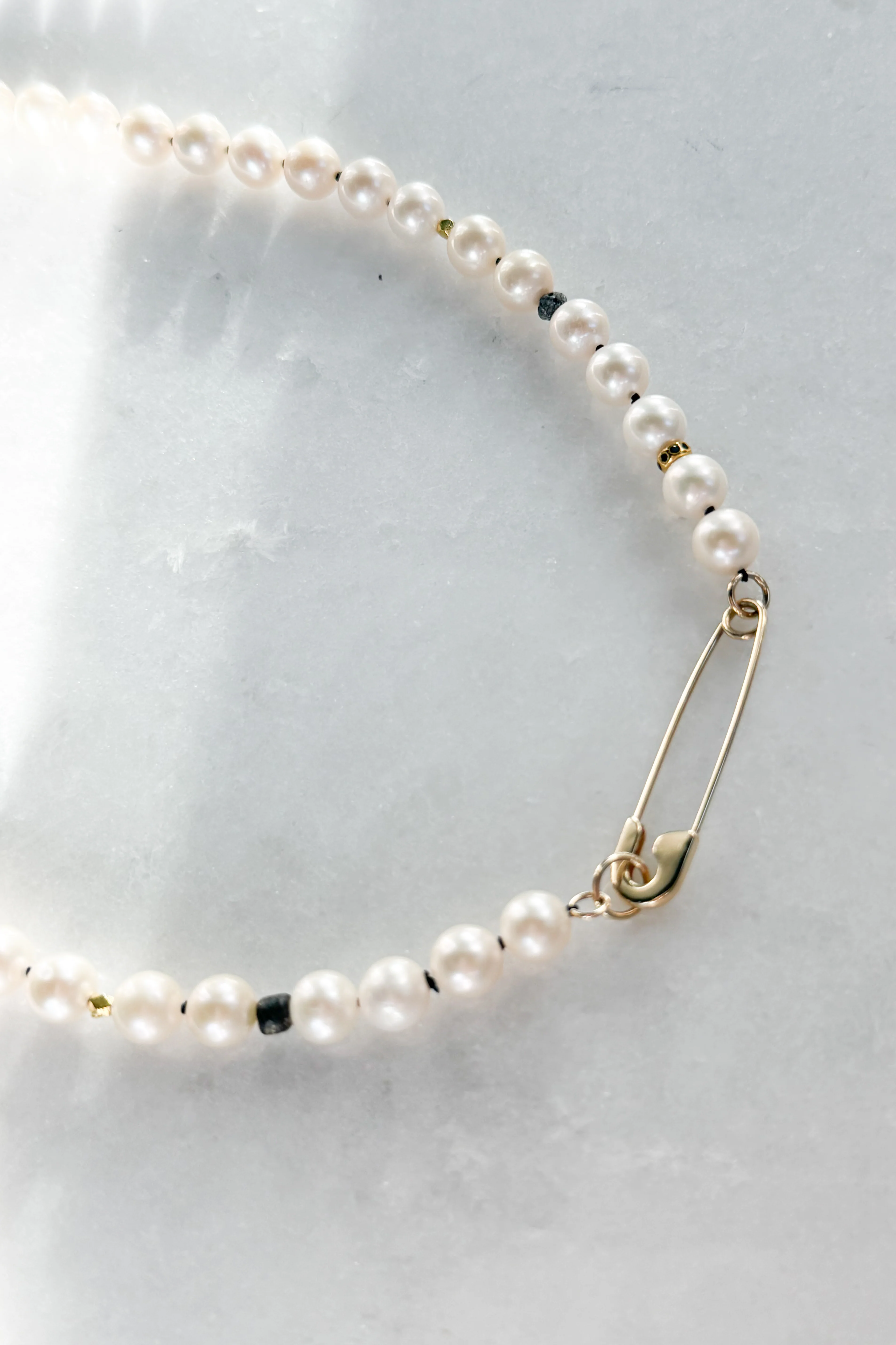 Freshwater Pearl & Safety Pin Necklace - Image 3