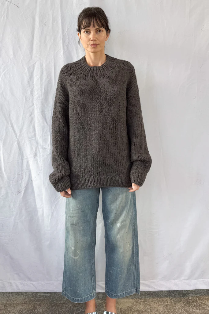 Handknit Coal Crewneck Sweater - Image 11