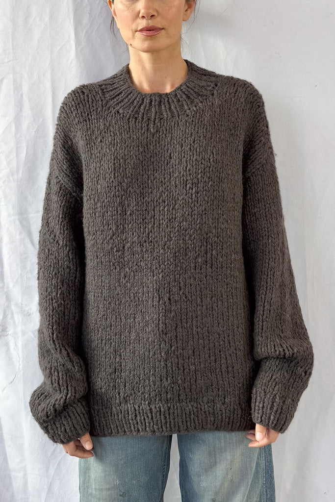 Handknit Coal Crewneck Sweater - Image 3