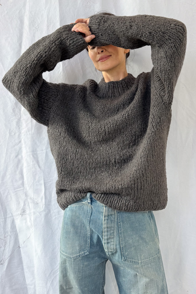 Handknit Coal Crewneck Sweater - Image 4