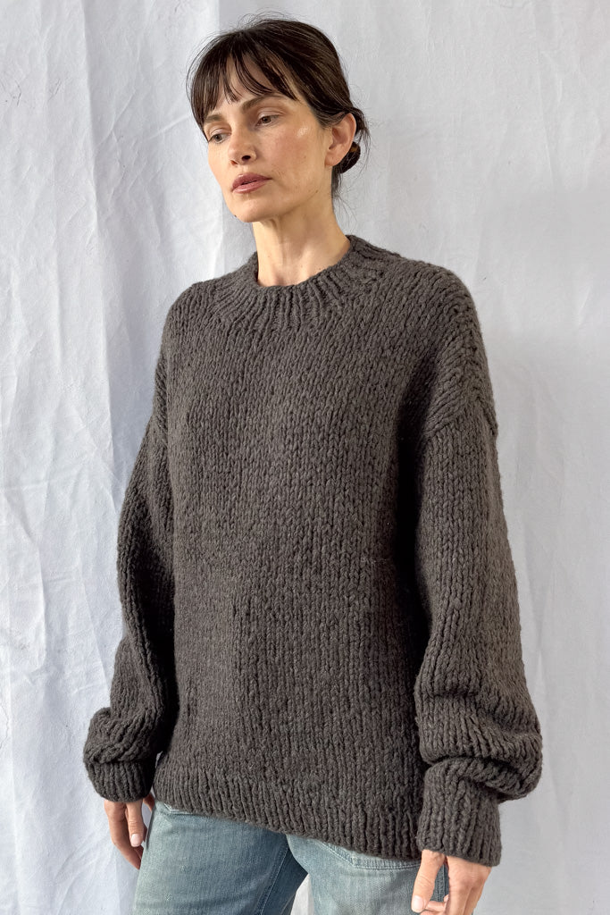 Handknit Coal Crewneck Sweater - Image 6
