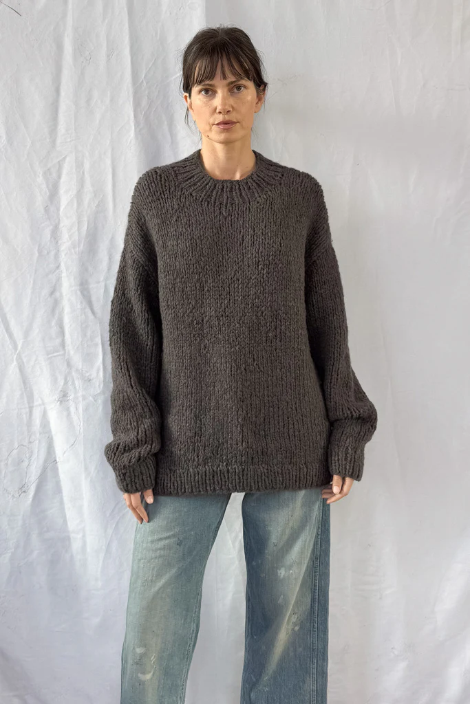 Handknit Coal Crewneck Sweater - Image 7