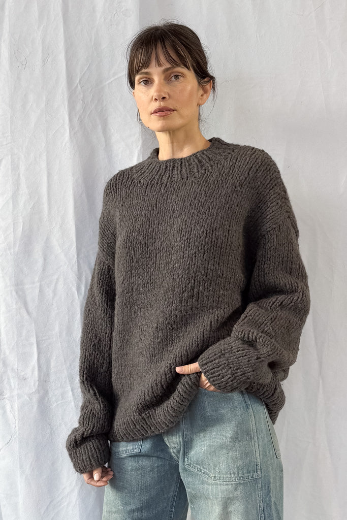 Handknit Coal Crewneck Sweater - Image 9