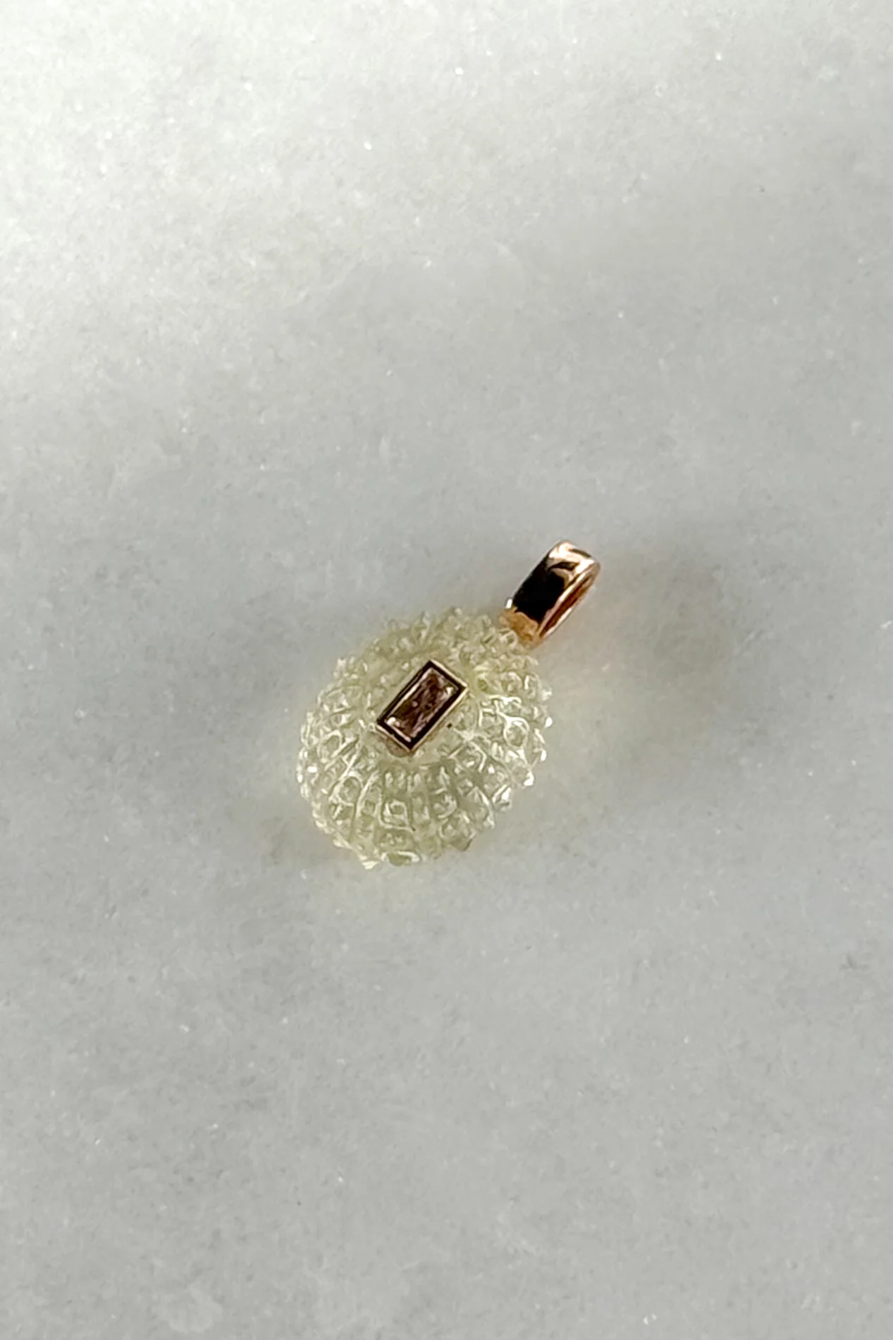 Petite Lemon Quartz Sea Urchin with Beryl Charm - Image 5