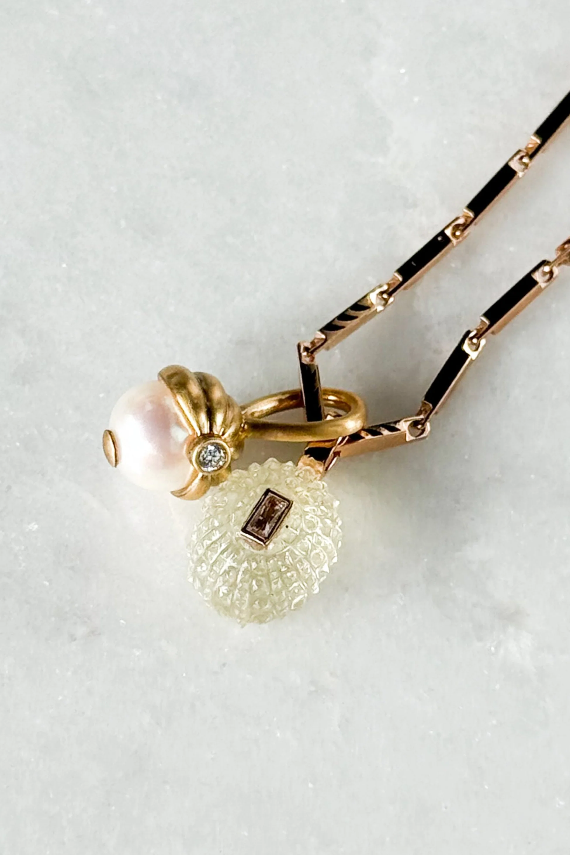 Petite Lemon Quartz Sea Urchin with Beryl Charm - Image 9