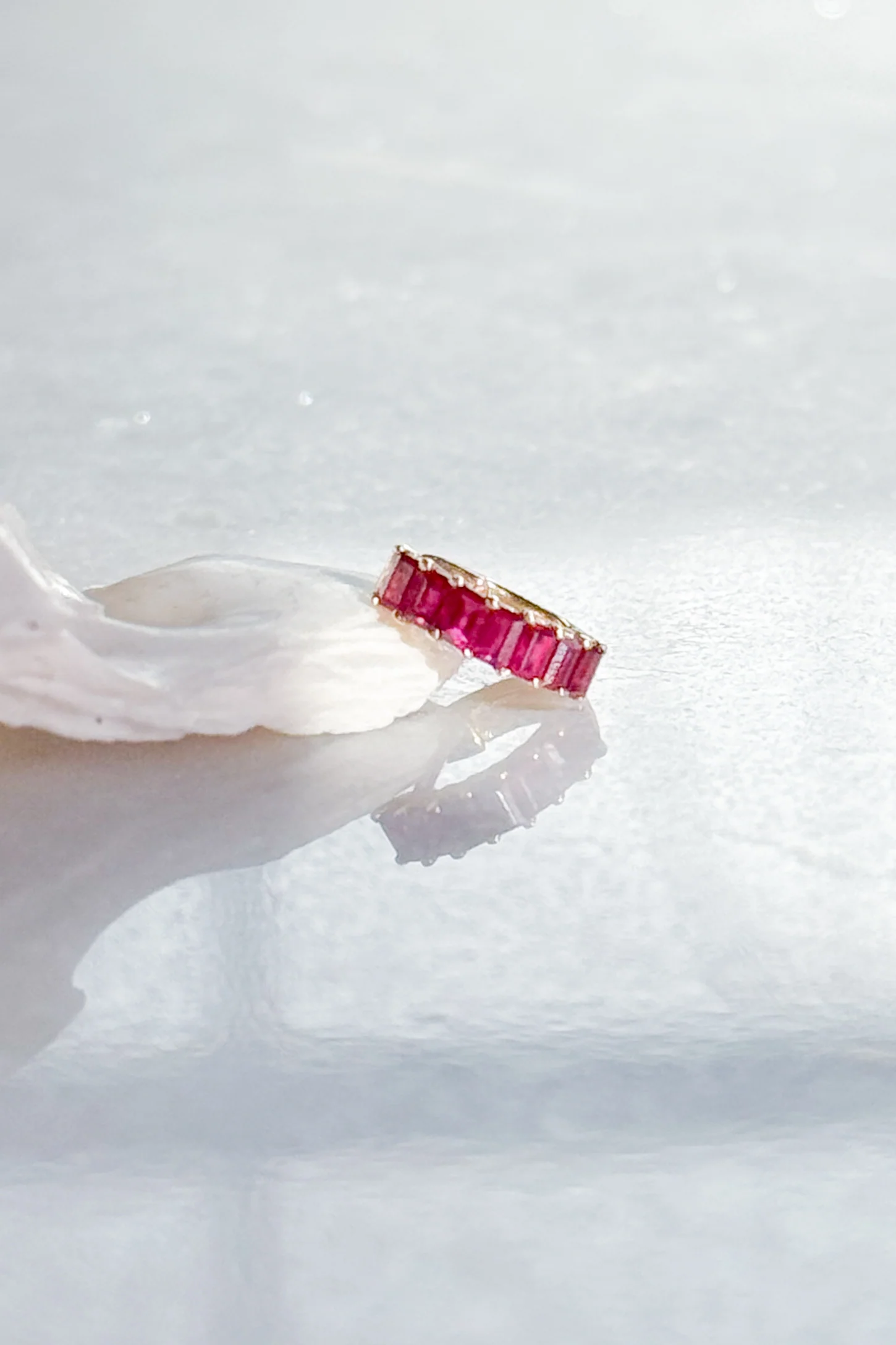 Ruby Baguette-Cut Huggie Hoop Earring - Image 4
