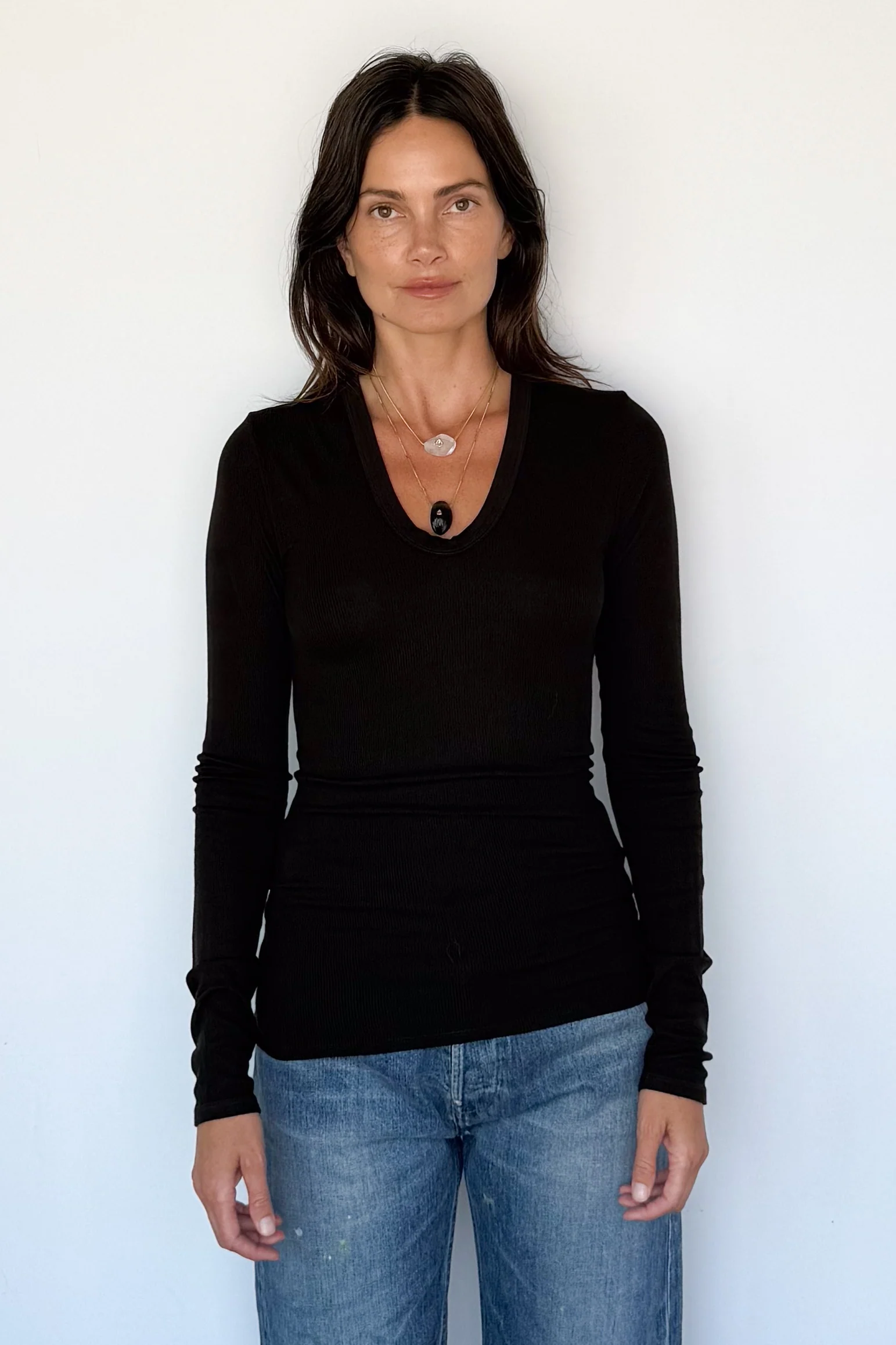 Silk Rib Fitted Plunge Neck - Image 3