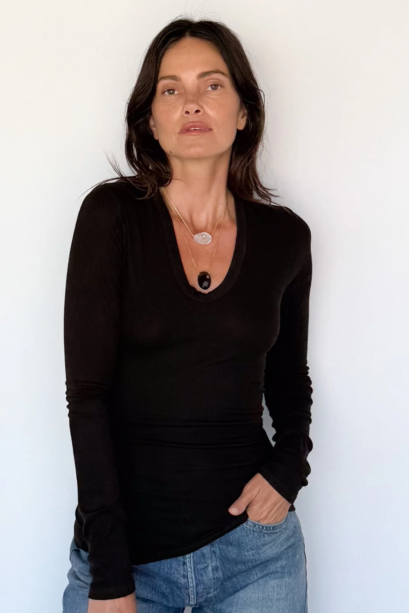 Silk Rib Fitted Plunge Neck - Image 6