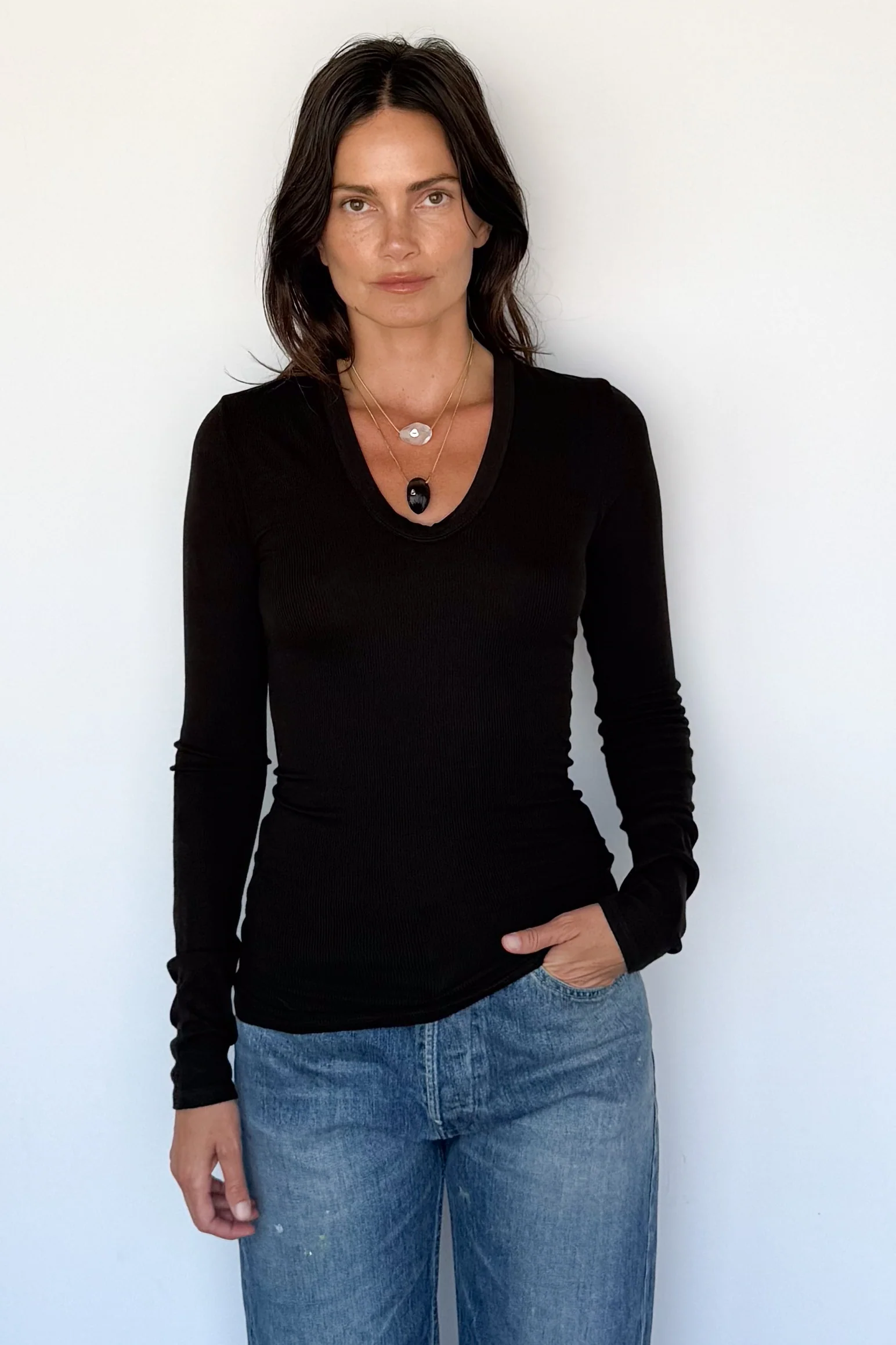 Silk Rib Fitted Plunge Neck - Image 8